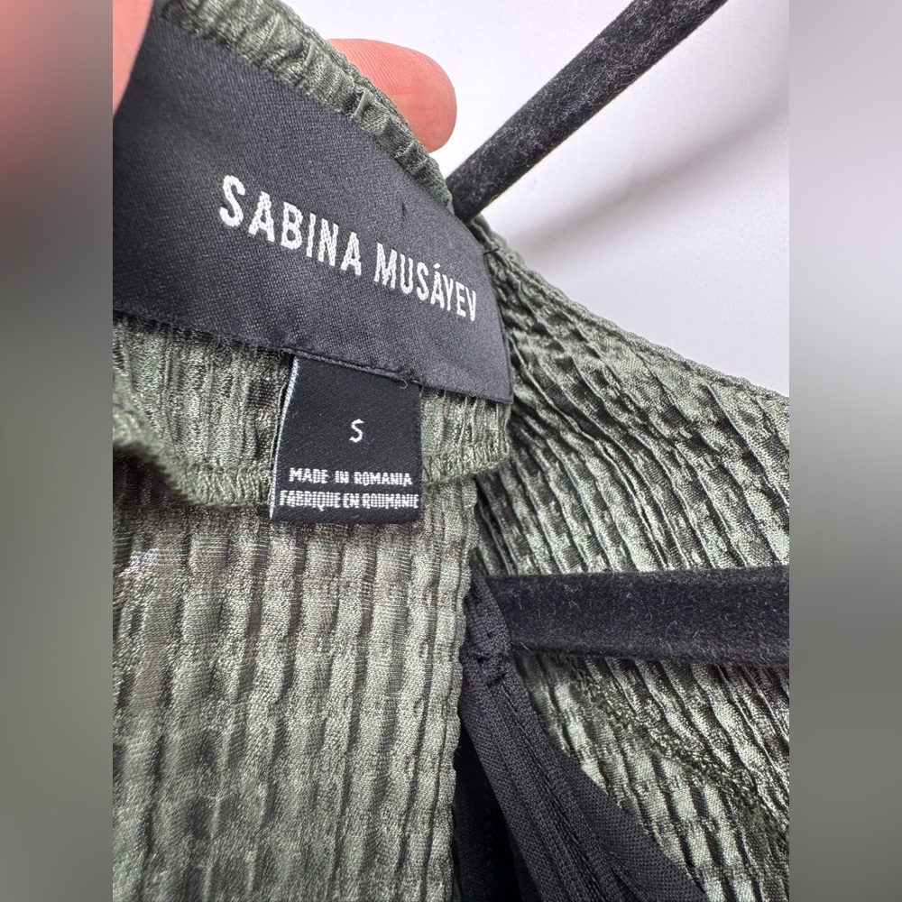 Sabina Musayev Anthropologie Textured Renaissance Green Maxi Dress Tie Closure - Picture 6 of 9